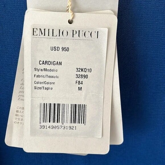 NWT Emilio Pucci Women’s Cardigan 100%Silk Sz M Royal Blue Made in Italy - Picture 5 of 9